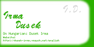 irma dusek business card